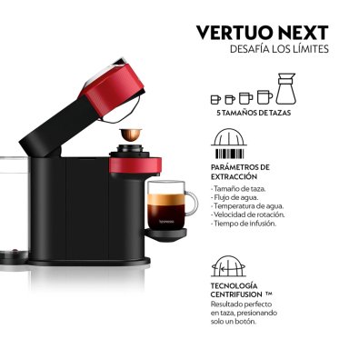 CAFETERA NESPRESSO CÁPSULA VERTUO NEXT ROJO + ESPUMADOR DE LECHE AEROCCINO 3 - 4