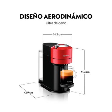 CAFETERA NESPRESSO CÁPSULA VERTUO NEXT ROJO + ESPUMADOR DE LECHE AEROCCINO 3 - 7