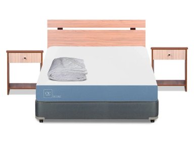 JUEGO DE DORMITORIO CIC CAMA BOX AMERICANO EXCELLENCE 2 PLAZAS + SET OLMO + PLUMON - 1
