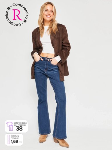 JEANS MUJER INDEX ALGODÓN FLARE TIRO MEDIO - 1