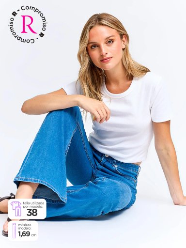 JEANS MUJER INDEX ALGODÓN FLARE TIRO MEDIO - 1