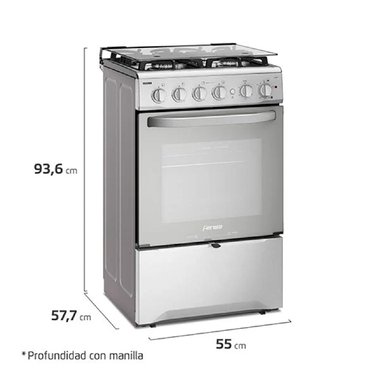 COCINA A GAS FENSA F2808 T 4 PLATOS GRILL GRIS - 2