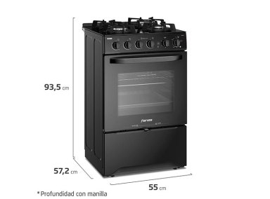 COCINA A GAS FENSA F3000 BT 4 PLATOS GRILL NEGRO - 2