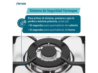 COCINA A GAS FENSA F3000 BT 4 PLATOS GRILL NEGRO - 8