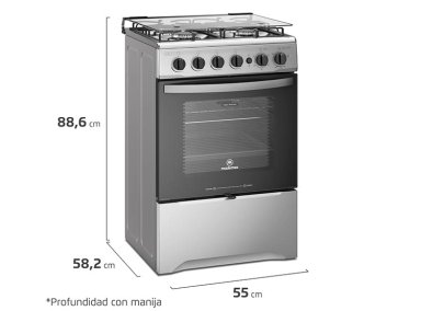 COCINA A GAS MADEMSA M785 T 4 PLATOS GRILL ACERO - 2