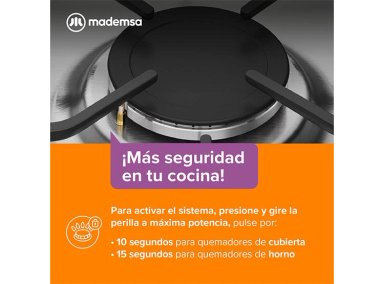 COCINA A GAS MADEMSA M785 T 4 PLATOS GRILL ACERO - 7