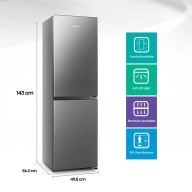 REFRIGERADOR BOTTOM FREEZER HISENSE RD-22DC 165L FRIO DIRECTO ACERO - 3