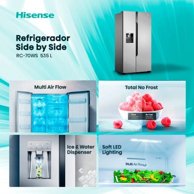 REFRIGERADOR SIDE BY SIDE HISENSE RC-70WS 535L NO FROST ACERO - 4