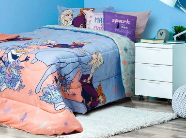 PLUMÓN DISNEY FROZEN OLAF 1.5 PLAZAS CELESTE ESTAMPADO - 5