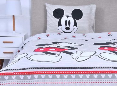 PLUMÓN MASHINI DISNEY MICKEY ORIGINAL 1.5 PLAZAS GRIS CLARO ESTAMPADO - 1