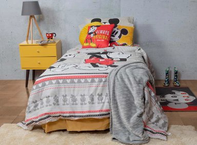 PLUMÓN MASHINI DISNEY MICKEY ORIGINAL 1.5 PLAZAS GRIS CLARO ESTAMPADO - 5