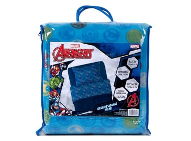 JUEGO DE SÁBANAS MARVEL POLAR AVENGERS ICONOS 1.5 PLAZAS AZUL ESTAMPADO - 3