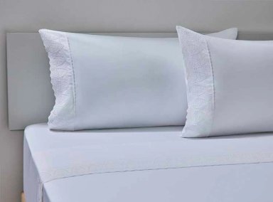 JUEGO DE SÁBANAS RIPLEY HOME NEW SÚPER KING 180 HILOS ALGODÓN BLANCO BRODERIÉ - 1