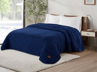 FRAZADA ANDES 2 PLAZAS 210 X 210 CM SHERPA AZUL - 1