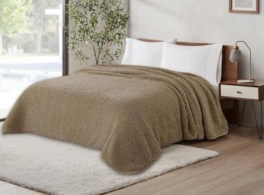 FRAZADA ANDES 2 PLAZAS 210 X 210 CM SHERPA BEIGE - 1