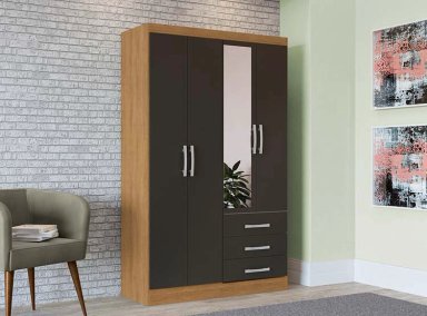 CLOSET YARDAS FREIJO S484 4 PUERTAS 3 CAJONES NEGRO MATE - 6