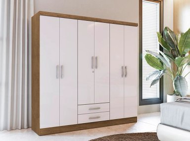 CLOSET YARDAS FREIJO S446 6 PUERTAS 2 CAJONES BLANCO - 4