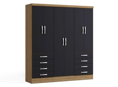 CLOSET YARDAS FREIJO S338 6 PUERTAS 8 CAJONES NEGRO MATE - 1