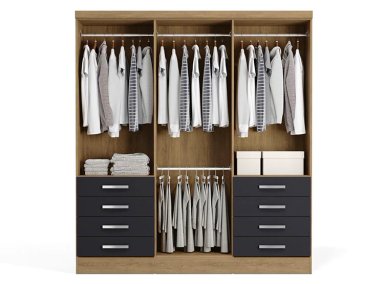 CLOSET YARDAS FREIJO S338 6 PUERTAS 8 CAJONES NEGRO MATE - 2