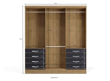 CLOSET YARDAS FREIJO S338 6 PUERTAS 8 CAJONES NEGRO MATE - 4