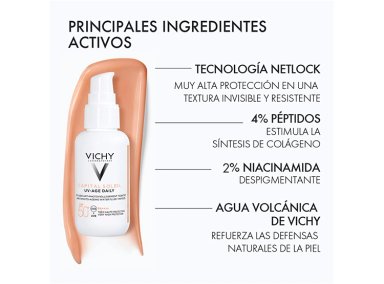 CREMA FACIAL VICHY HIDRATANTE CAPITAL SOLEIL UVAGE COLOR SPF 50+ 40 ML - 4