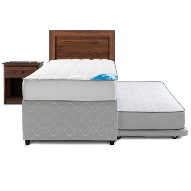 JUEGO DE DORMITORIO FLEX CAMA DIVAN URBANO URBAN 1 PLAZA BLANCO + SET ASTURIAS - 2