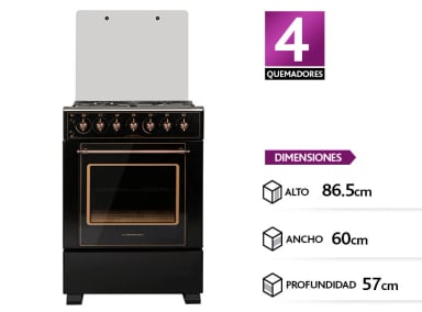COCINA A GAS SINDELEN CH-6850RD 4 PLATOS NEGRO - 1