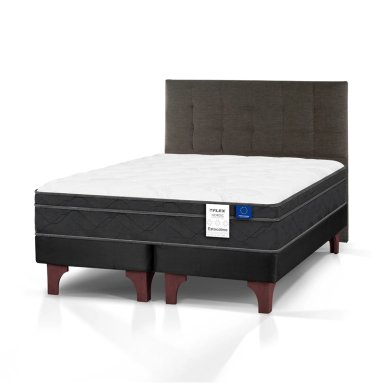 JUEGO DE DORMITORIO FLEX CAMA EUROPEA ESTOCOLMO BD 2 PLAZAS + RESPALDO DESIGN GRAFITO - 1