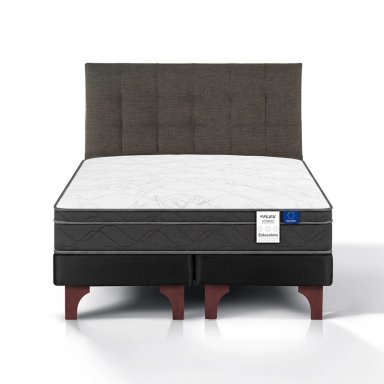 JUEGO DE DORMITORIO FLEX CAMA EUROPEA ESTOCOLMO BD 2 PLAZAS + RESPALDO DESIGN GRAFITO - 2