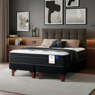 JUEGO DE DORMITORIO FLEX CAMA EUROPEA ESTOCOLMO BD 2 PLAZAS + RESPALDO DESIGN GRAFITO - 5