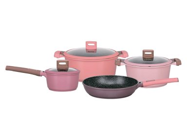 BATERÍA DE COCINA LOVEN RIBE ROSADO 7 PIEZAS - 1