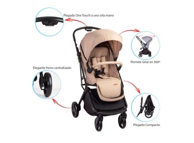COCHE CUNA TRAVEL SYSTEM BEBE SWIFT 360 BEIGE BEBESIT - 5