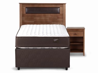 JUEGO DE DORMITORIO ROSEN CAMA DIVAN ERGO T 1.5 PLAZAS CAFÉ + SET FERRARA - 2