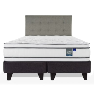 JUEGO DE DORMITORIO FLEX CAMA EUROPEA MAJESTY BD 2 PLAZAS + RESPALDO DESIGN GRIS - 1