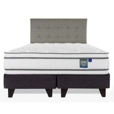 JUEGO DE DORMITORIO FLEX CAMA EUROPEA MAJESTY SÚPER KING + RESPALDO DESIGN GRIS - 1
