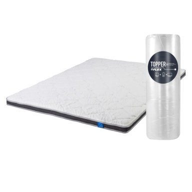 CUBRECOLCHON TOPPER FLEX 2 PLAZAS BLANCO LISO SALUS BOX - 2