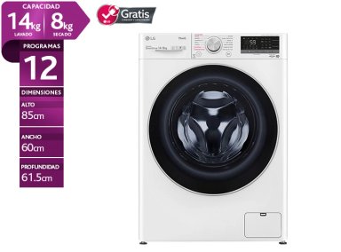 LAVADORA SECADORA LG WD14WVC4S6 14KG 8KG BLANCO - 1