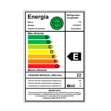 REFRIGERADOR TOP FREEZER LG VT32BPP 315L NO FROST PLATA - 9