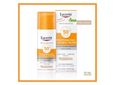 PROTECTOR SOLAR FACIAL EUCERIN SUN PHOTOAGING CONTROL TINTED TONO MEDIO SPF 50+ 50 ML - 2