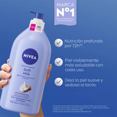 CREMA CORPORAL NIVEA HIDRATANTE SOFT MILK PIEL SECA 1 L - 3
