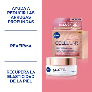 CREMA NIVEA GEL ANTIEDAD DÍA HYALURON CELLULAR FILLER ELASTICIDAD ANTIGRAVEDAD SPF 30 50 ML - 3