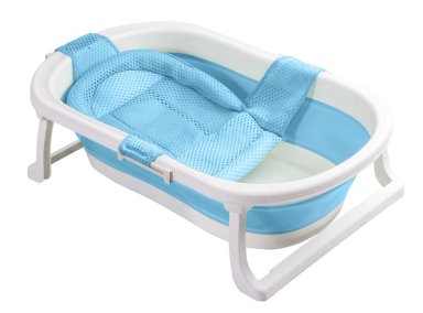 BAÑERA BEBE JELLY PLEGABLE CON HAMACA Y TERMÓMETRO AZUL - 1