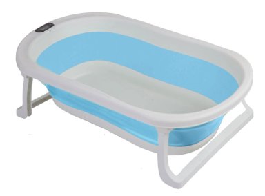 BAÑERA BEBE JELLY PLEGABLE CON HAMACA Y TERMÓMETRO AZUL - 2