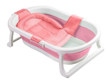 BAÑERA BEBE JELLY PLEGABLE CON HAMACA Y TERMÓMETRO ROSA - 1