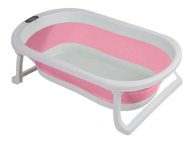 BAÑERA BEBE JELLY PLEGABLE CON HAMACA Y TERMÓMETRO ROSA - 2