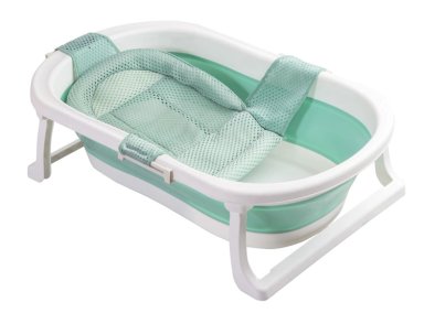 BAÑERA BEBE JELLY PLEGABLE CON HAMACA Y TERMÓMETRO VERDE - 1