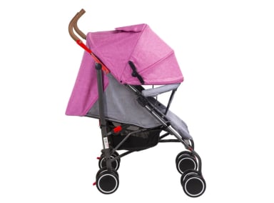 COCHE PARAGUA BEBE CLAP COMPACTO PLEGABLE MELANGE ROSADO - 2