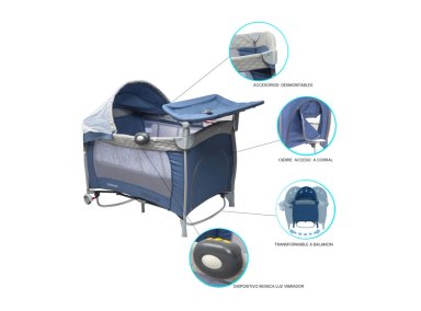 CUNA CORRAL PACK & PLAY TRAVELER BALANCIN MUDADOR MUSICAL - 7