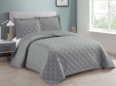 CUBRECAMA QUILT ANDES 1.5 PLAZAS GRIS LISO - 1