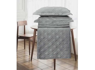 CUBRECAMA QUILT ANDES 1.5 PLAZAS GRIS LISO - 3